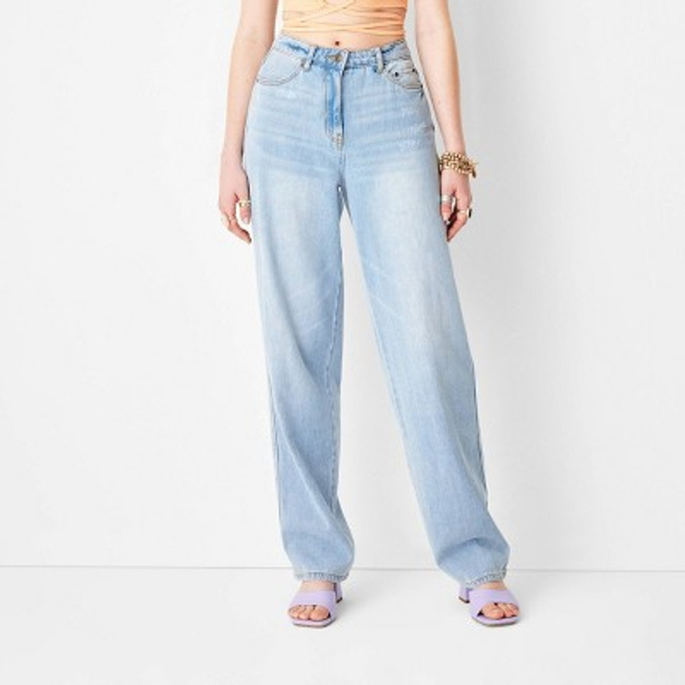 NEW Future Collective Women's Mid-Rise Baggy Fit Jeans - Blue Size 4 - Picture 9 of 12